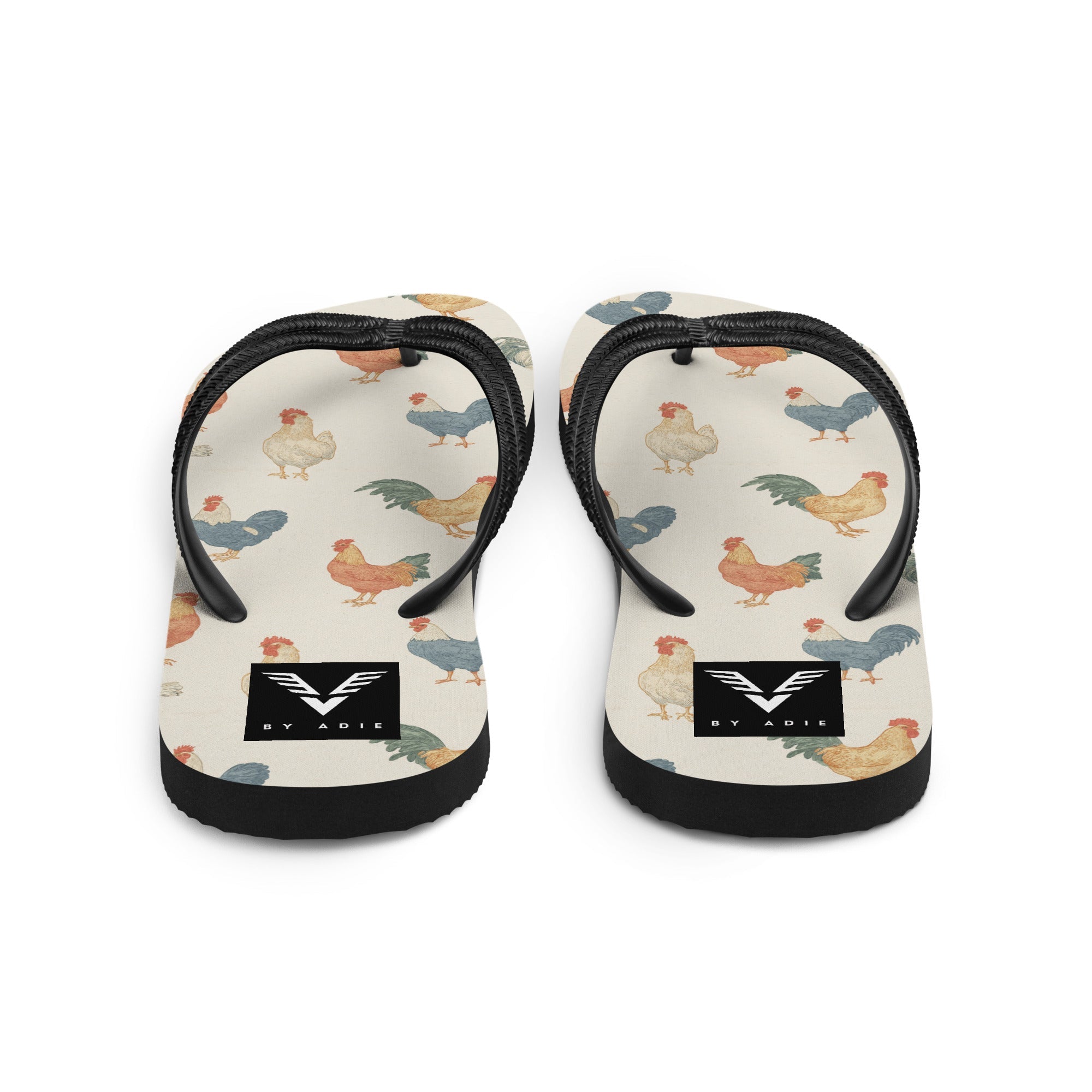 Rooster Pattern Flip Flops - My Store