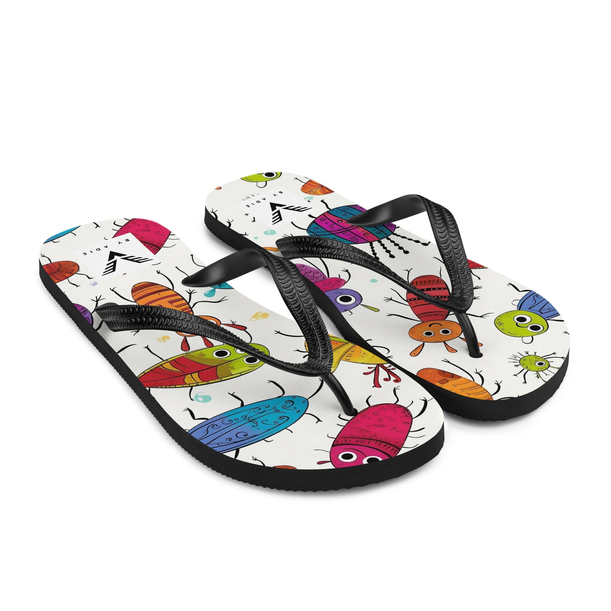 Whimsical Bug Parade Flip Flops - My Store
