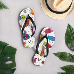 Whimsical Bug Parade Flip Flops - My Store
